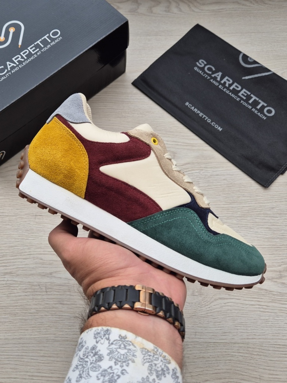 Scarpetto Corsa Harvest Multi Suede Leather Retro Running Sneakers